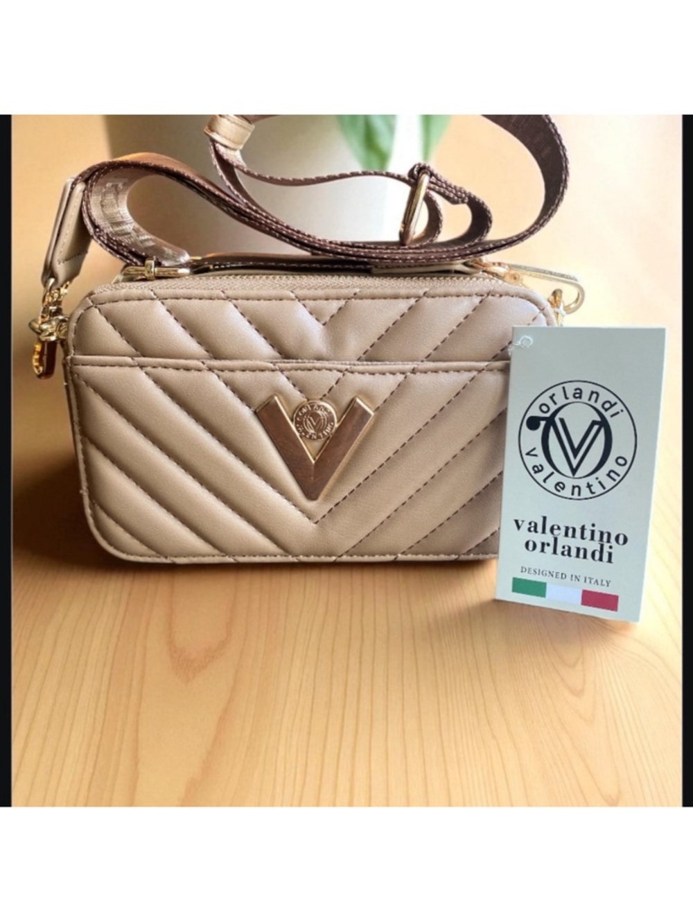 *RARE* Valentino Orlandi Beige/Taupe Quilted Crossbody Bag